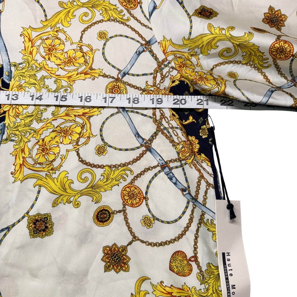 Baroque Chain‎ Print Button Down Scarf Print Old Money Quiet Luxury Mob wife - Picture 6 of 8